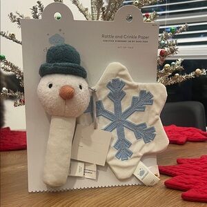 Cloud Island Snowman and Snowflake Stuffed Toy Set - White and Blue